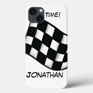 Race Schwarz-weiß Checked Flag Name Personalisiert Case-Mate iPhone Hülle