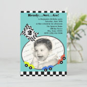 Race Time Birthday Einladung (Stehend Vorderseite)