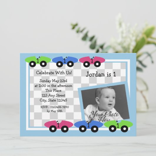 Race Time/Foto Einladung 2 (Stehend Vorderseite)