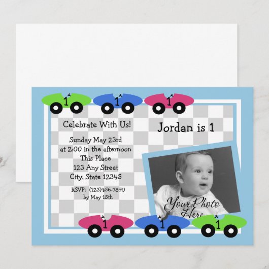 Race Time/Foto Einladung 2 (Vorne/Hinten)