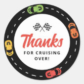 Race Track Cars Boys 2. Geburtstag Runder Aufkleber (Vorderseite)