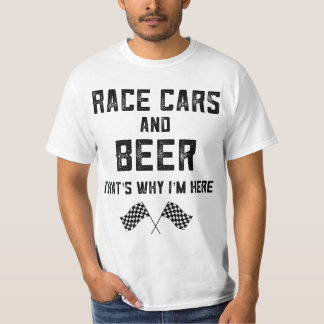 Race Track Checkered Flag Fast Cars Beer Race Day  T-Shirt