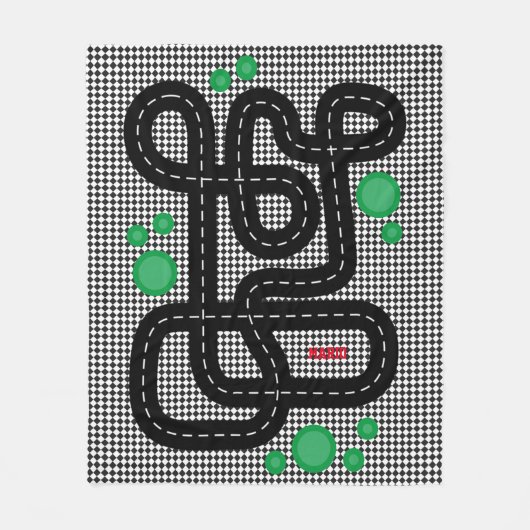 Race Track Kids Playmat Cars Trucks Name Boys Fleecedecke (Vorderseite)