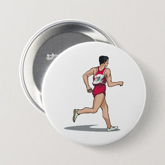 Race Walker Athlete Sportläufer in Motion Button (Vorne & Hinten)