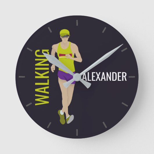 Race Walking Runde Wanduhr (Vorderseite)