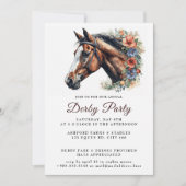 Race Watercolor Wreath Derby Party Einladung (Vorderseite)