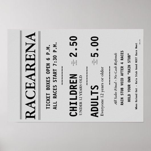 RACEARENA TICKET OFFICE BILL DANBURY FAIR POSTER 2 (Vorne)