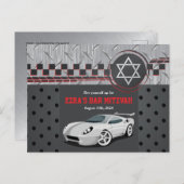 Racecar Bar Mitzvah Save the Date Postkarte (Vorne/Hinten)