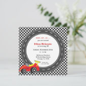 Racecar Birthday Einladung (Stehend Vorderseite)