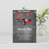 Racecar Birthday Vielen Dank Dankeskarte (Stehend Vorderseite)