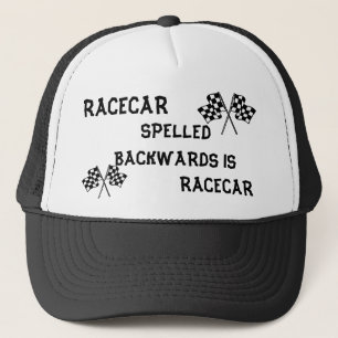 RACECAR BUCHSTABIERTE RÜCKWÄRTS HUT TRUCKERKAPPE