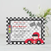 Racecar-Geburtstag Einladung (Stehend Vorderseite)