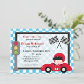 Racecar-Geburtstag Einladung (Stehend Vorderseite)