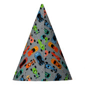 Racecar Muster Auto Geburtstagsparty Partyhütchen (Rückseite)