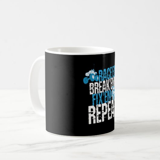 RaceEm FixEm RC Car Kaffeetasse (Vorderseite Links)