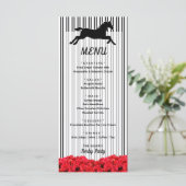 Racehori und Rose Derby Day Party Menükarte (Stehend Vorderseite)