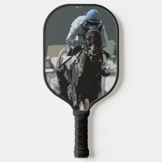 Racehorle mit Jockey in Blue Pickleball Paddle