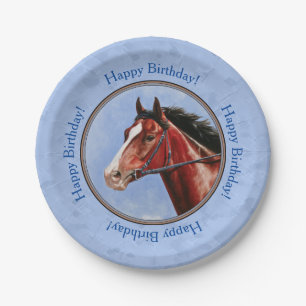 Racehorse Blauer Vollblut Pappteller