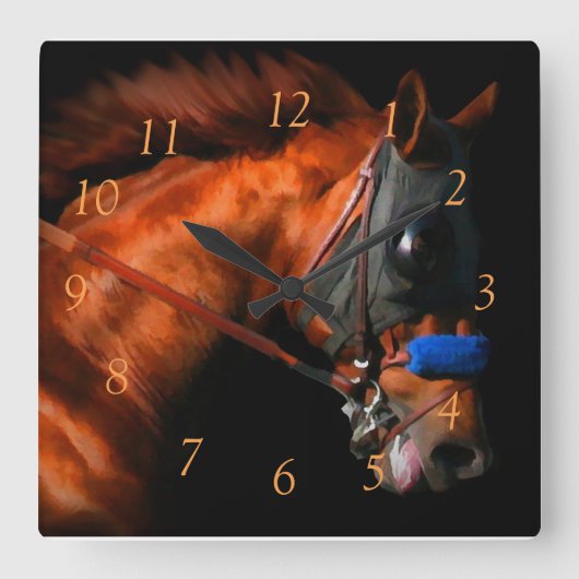 Racehorse Clock Quadratische Wanduhr (Vorderseite)