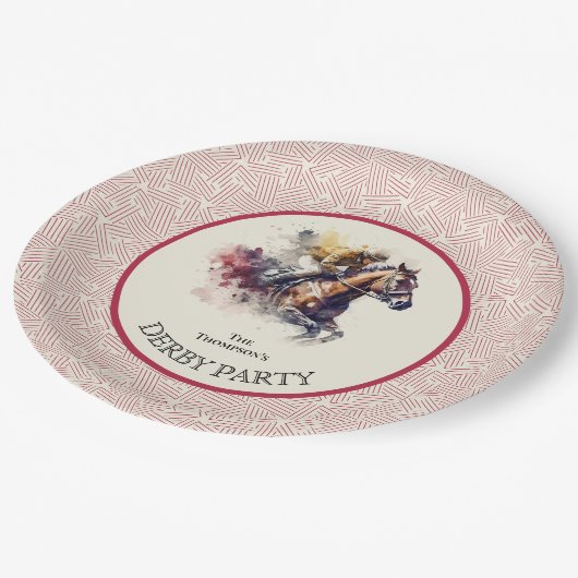 Racehorse Derby Red Pappteller (Schrägansicht)