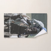 Racehorse mit Jockey in blauem Handtuch (Handtuch)