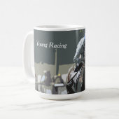Racehorse mit Jockey in Blue Coffee Tasse (Vorderseite Links)