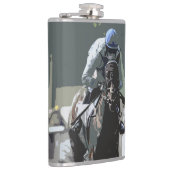 Racehorse mit Jockey in Blue Drink Flask Flachmann (Rechts)