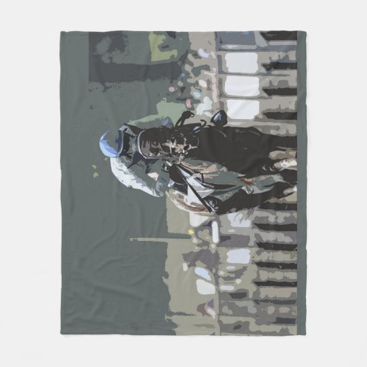 Racehorse mit Jockey in Blue Fleece Blanket (Vorderseite)