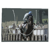 Racehorse mit Jockey in Blue-Geschenktasche Große Geschenktüte (Rückseite)