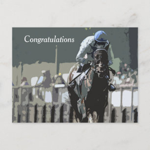 Racehorse mit Jockey in Blue Postcard Postkarte