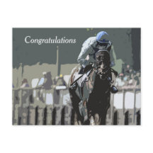 Racehorse mit Jockey in Blue Postcard
