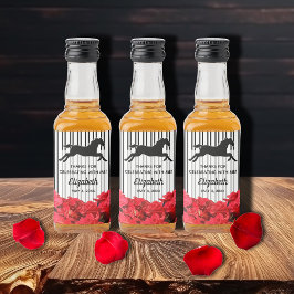 Racehorse und Rose Schwarz-weiße Streifen Derby Alkoholflaschenetikett