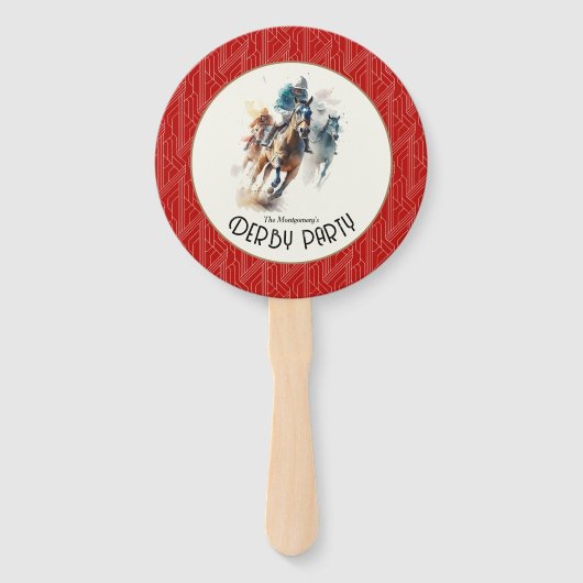 Racehorses and Jockeys Derby Party Red Fächer (Rückseite)