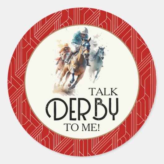 Racehorses and Jockeys Derby Red Runder Aufkleber (Vorderseite)
