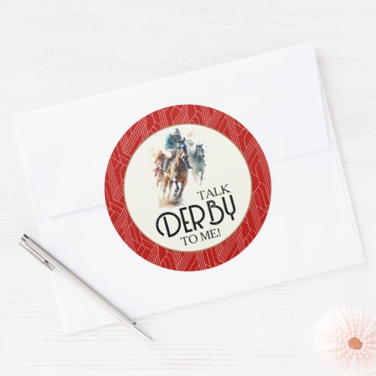 Racehorses and Jockeys Derby Red Runder Aufkleber (Umschlag)