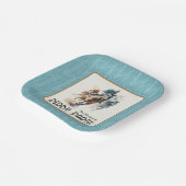 Racehorses Derby Party Aqua Pappteller (Gewinkelt)