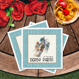 Racehorses Derby Party Aqua Serviette
