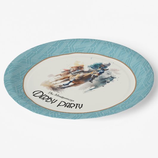 Racehorses Derby Party Pappteller (Schrägansicht)