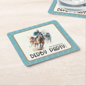 Racehorses Derby Party Türkis Rechteckiger Pappuntersetzer (angewinkelt)