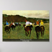 Racehorses in Longchamp von Edgar Degas Poster (Vorne)