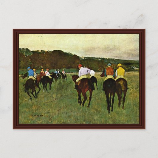Racehorses in Longchamp von Edgar Degas Postkarte (Vorderseite)