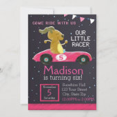 Racer Car Invitation (Mädchen) Einladung (Vorderseite)