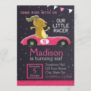 Racer Car Invitation (Mädchen) Einladung