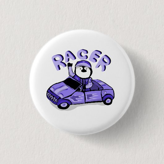 Racer Lila Penguin Button (Vorderseite)