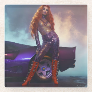 Racer Queen Digital Art Glasuntersetzer