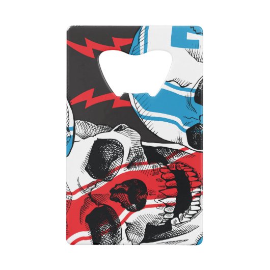 Racer Skull: Vintage Nahtlose Rebellion. Geldbeutel Flaschenöffner (Vorderseite)