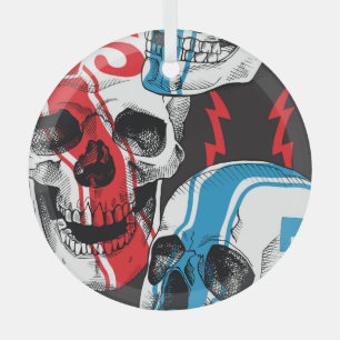 Racer Skull: Vintage Nahtlose Rebellion. Ornament Aus Glas