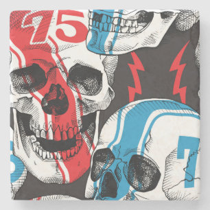 Racer Skull: Vintage Nahtlose Rebellion. Steinuntersetzer