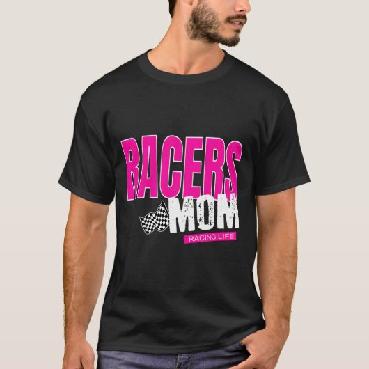 Racers Mom Checkered Flag Mom Racing T-Shirt (Vorderseite)