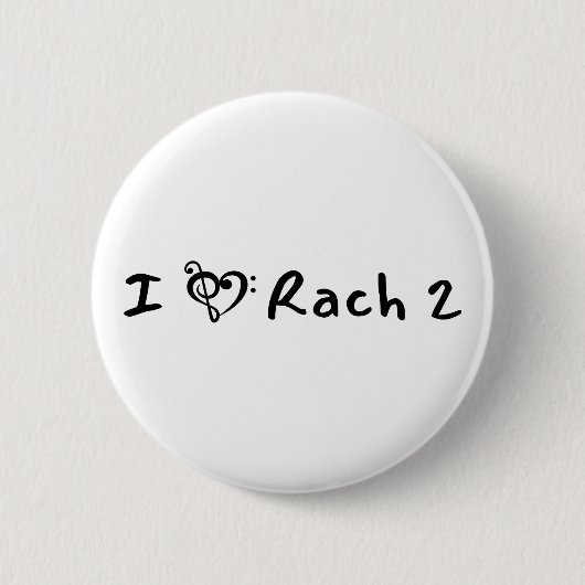Rach 2 Minimalist Black Text Klassische Musik Button (Vorderseite)